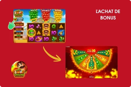 Bonus Buy dans 3 Super Hot Chillies - achat direct de la phase free spins 