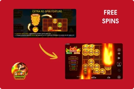 Free Spins dans 3 Super Hot Chillies - tours gratuits déclenchés par les scatters